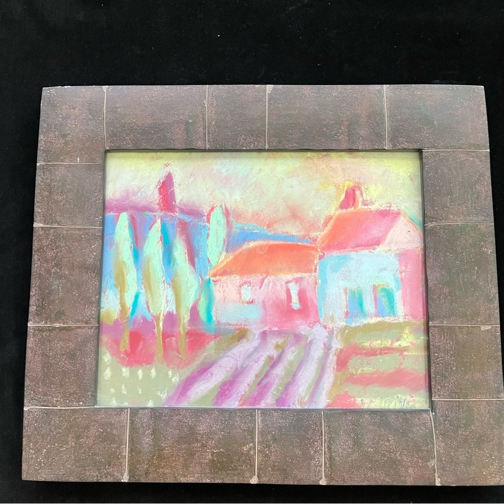 New Mexico Farm Original , 9.5”x7” , Pastel Painting 14.5”x11.5” Framed